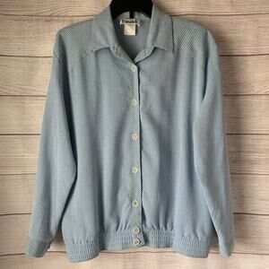 Vintage Teddi Light Blue Gingham Check Jacket Lightweight Button Up Size Medium
